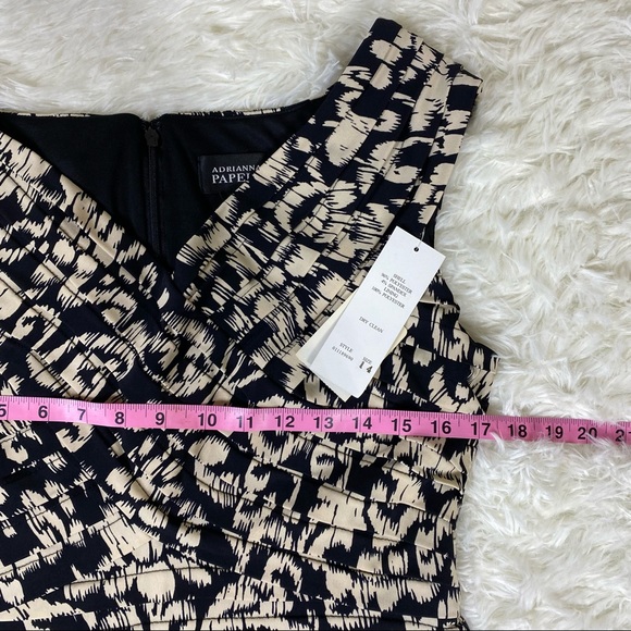 Adrianna Papell Sleeveless Black Beige Shutter Pleat Bodycon Cocktail Dress - Picture 11 of 12